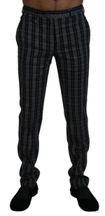 BENCIVENGA Elegant Gray Checkered Wool Chino Men's Pants