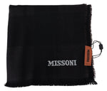 Missoni Elegant Black Wool Scarf with Logo Men's Embroidery