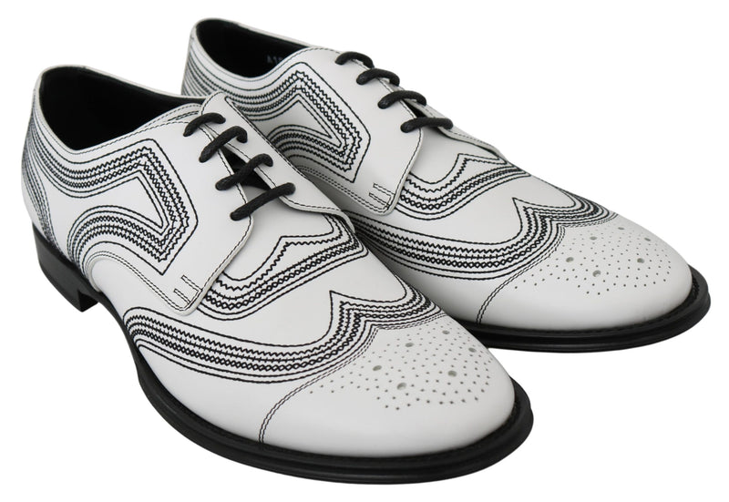 Dolce & Gabbana Elegant White Leather Derby Men's Shoes