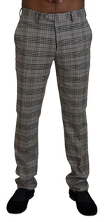 BENCIVENGA Elegant Gray Checkered Slim Men's Men's Pants