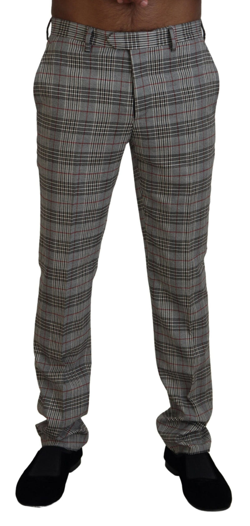 BENCIVENGA Elegant Gray Checkered Slim Men's Men's Pants