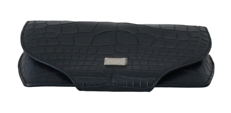 Dolce & Gabbana Elegant Blue Crocodile Leather Eyewear Men's Pouch