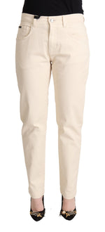 Dolce & Gabbana White Cotton Skinny Denim Women Jeans Women's Pants