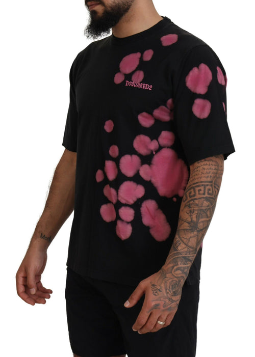 Dsquared² Black Pink Cotton Short Sleeves Crewneck Men's T-shirt