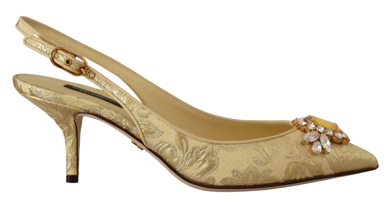 Dolce & Gabbana Gleaming Gold Crystal Slingback Women's Heels