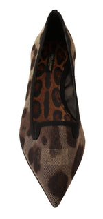 Dolce & Gabbana Brown Leopard Ballerina Flat Loafers Women's Shoes