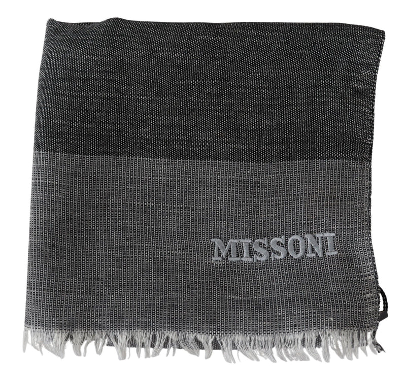 Missoni Elegant Striped Wool Scarf with Logo Men's Embroidery