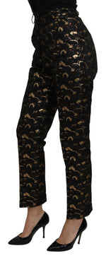 Dolce & Gabbana Black Gold Brocade High Waist Women's Pants