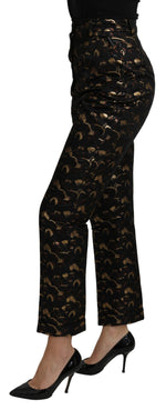 Dolce & Gabbana Black Gold Brocade High Waist Women's Pants