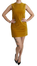Dolce & Gabbana Mustard Velvet Shift Mini Women's Dress