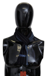 Missoni Black Blue Striped Wool Unisex Wrap Men's scarf