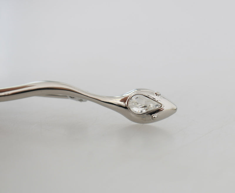 Dolce & Gabbana Elegant Crystal-Embellished Silver Brooch Women's Pin