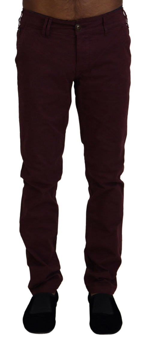 CYCLE Maroon Cotton Stretch Skinny Casual Men Men's Pants