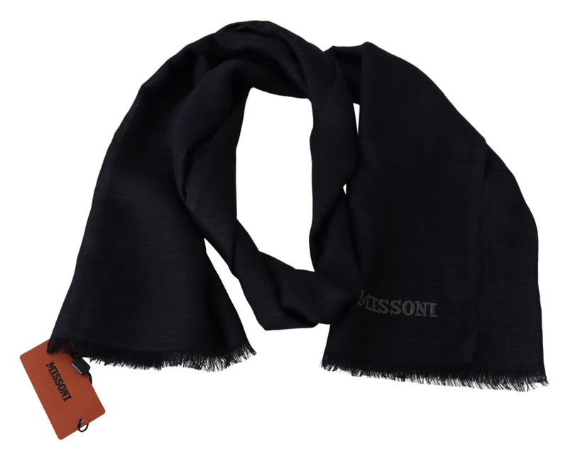 Missoni Elegant Unisex Wool Scarf with Fringes and Men's Logo