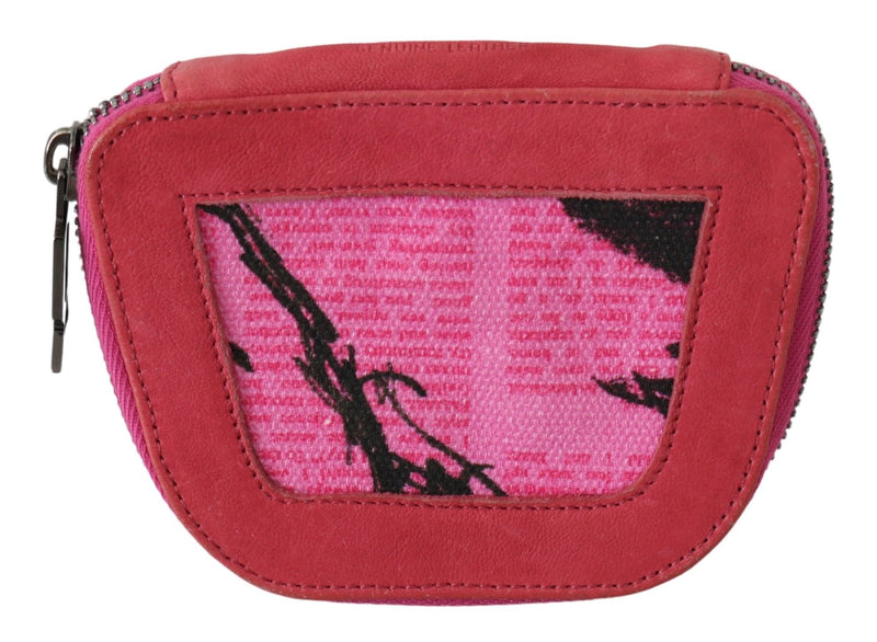 PINKO Pink Suede Printed Coin Holder Women Fabric Zippered Women's Purse