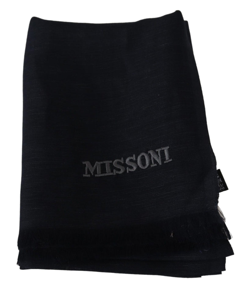 Missoni Elegant Unisex Wool Scarf with Fringes and Men's Logo