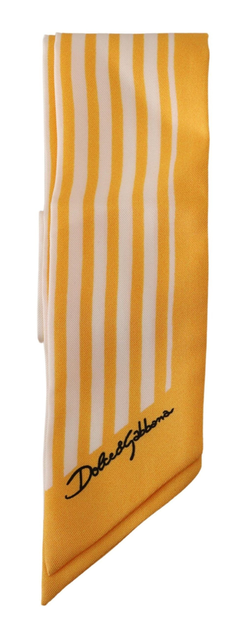Dolce & Gabbana Yellow Stripes Twill Silk Foulard Women's ShawlScarf