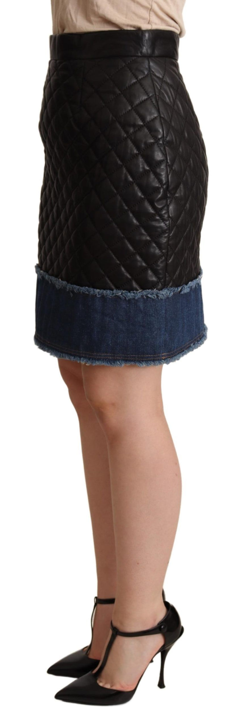 Dolce & Gabbana Black Quilted Leather Mini Women's Skirts