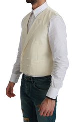 Dolce & Gabbana White Waistcoat Formal Wool  Men's Vest