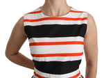 Dolce & Gabbana Multicolor Stripes A-Line Pleated Midi Women's Dress