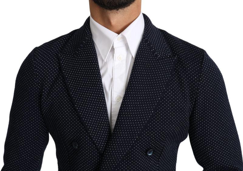 Dolce & Gabbana Elegant Dark Blue Dotted Slim-Fit Men's Blazer