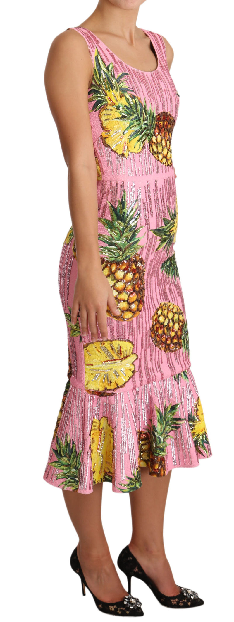 Dolce & Gabbana Pink Pineapple SPECIAL PIECE Midi Women's Dress
