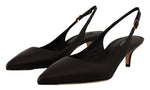 Dolce & Gabbana Black Leather Slingbacks Heels Pumps Women's Shoes