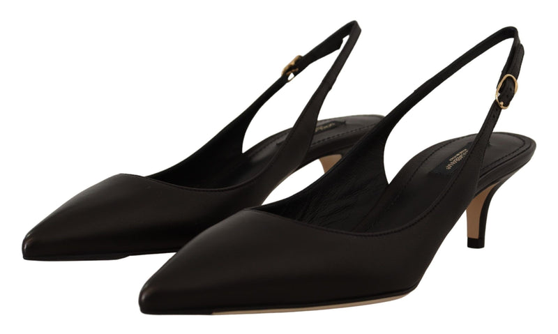 Dolce & Gabbana Elegant Black Leather Slingbacks Women's Heels