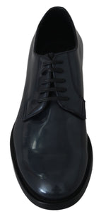 Dolce & Gabbana Blue Leather Derby Dress Formal Men's Shoes