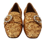 Dolce & Gabbana Elegant Gold Sequin Crystal Women's Flats