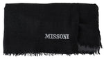 Missoni Black 100% Wool Unisex Neck Wrap Men's Scarf