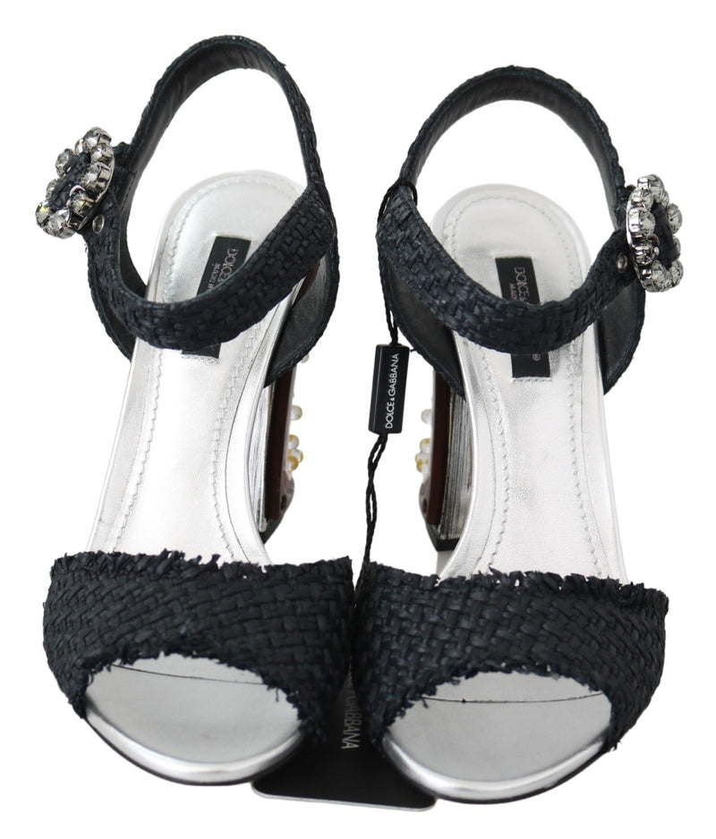 Dolce & Gabbana Elegant Black Ankle Strap Sandals with LED Women's Lights