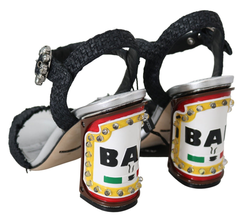 Dolce & Gabbana Black Crystals LED LIGHTS Sandals Women's Shoes