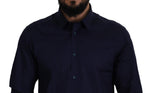 Versace Collection Elegant Dark Blue Cotton Blend Dress Men's Shirt