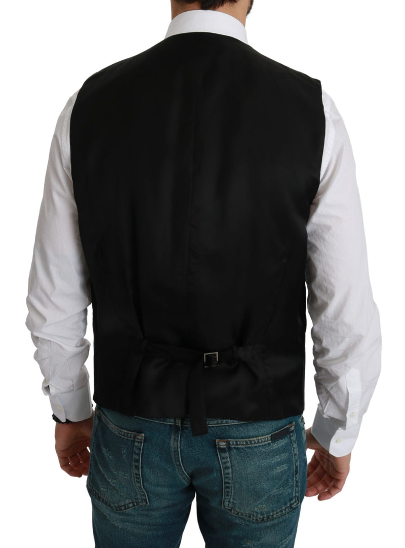 Dolce & Gabbana White Black Stripes Waistcoat Formal Men's Vest