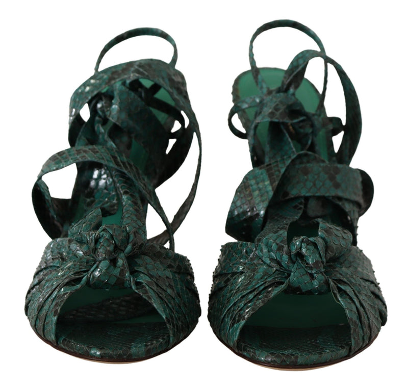 Dolce & Gabbana Elegant Green Python Strappy Women's Heels