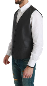 Dolce & Gabbana Gray Waistcoat Formal Stretch Wool Men's Vest