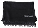 Missoni Black Wool Knit Unisex Neck Wrap Men's Scarf