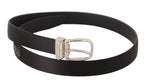 Dolce & Gabbana Elegant Black Leather-Canvas Designer Men's Belt