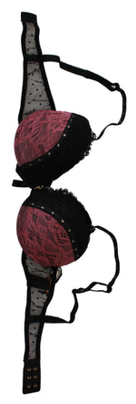 Roberto Cavalli Black Pink Lace Push Up Bra Women's Underwear