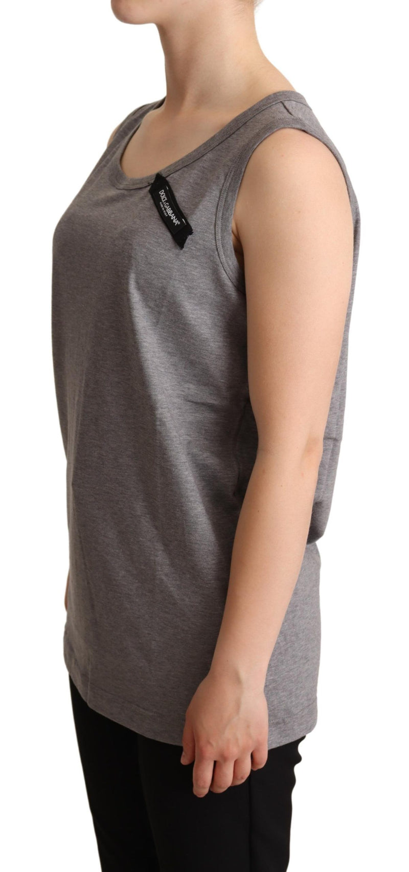 Dolce & Gabbana Gray Sleeveless Round Neck Tank Top Women's T-shirt