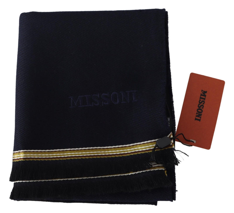 Missoni Elegant Unisex Wool Scarf with Embroidered Men's Logo