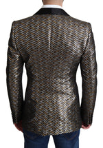 Dolce & Gabbana Elegant Metallic Jacquard Slim Blazer Men's Jacket