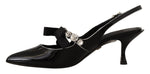 Dolce & Gabbana Black Patent Leather Crystal Slingbacks Women's Shoes
