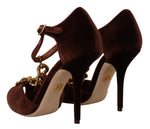 Dolce & Gabbana Elegant Gold Detail Velvet Women's Heels