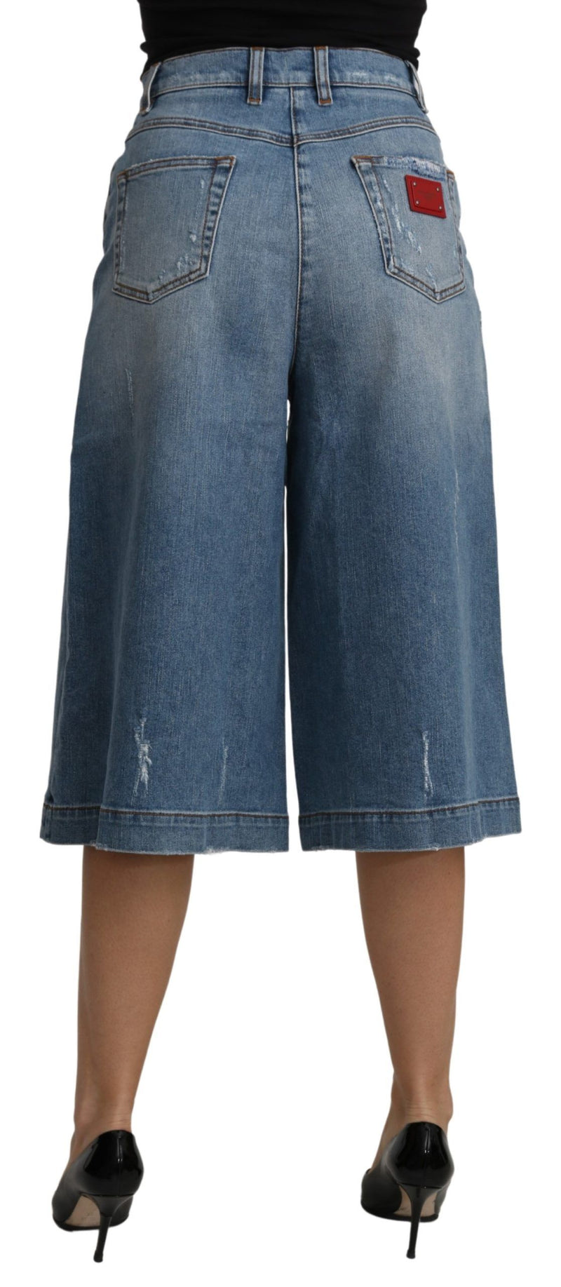 Dolce & Gabbana Elegant Wide Leg Cropped Denim Women's Trousers