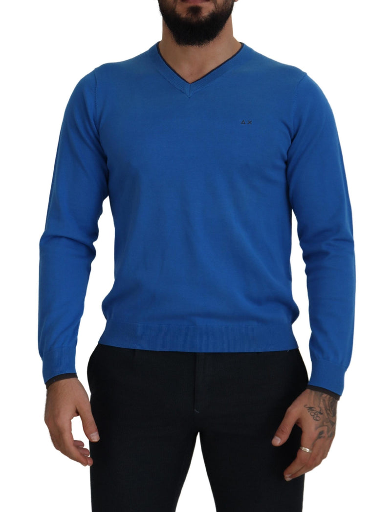Sun68 Chic Blue Cotton Pullover Men's Sweater