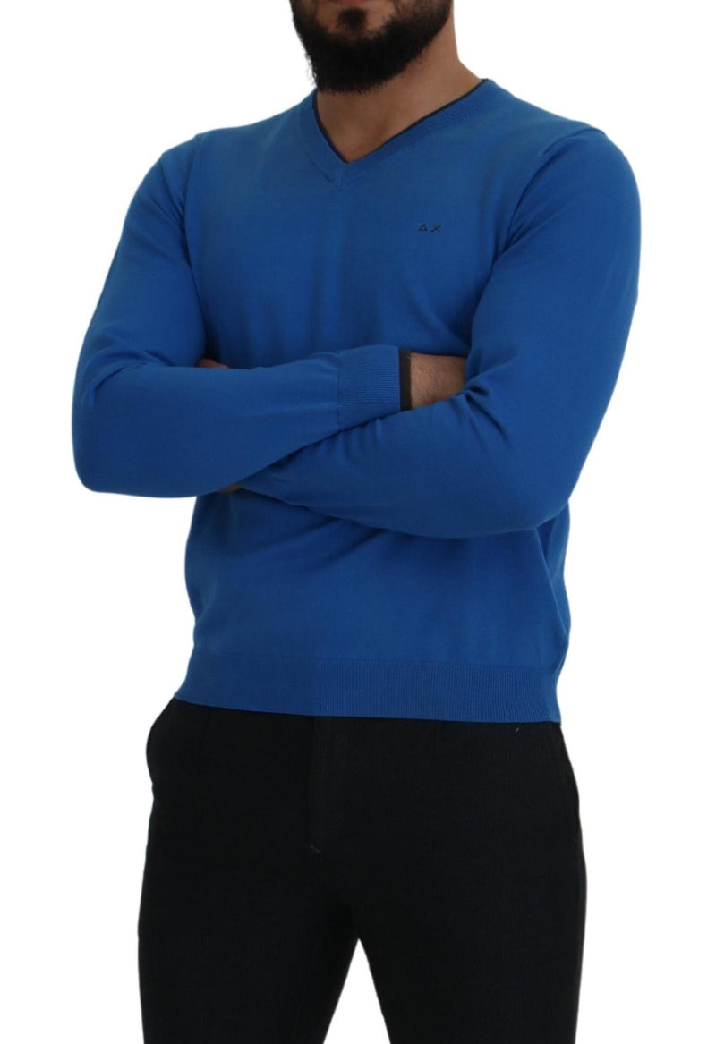 Sun68 Chic Blue Cotton Pullover Men's Sweater