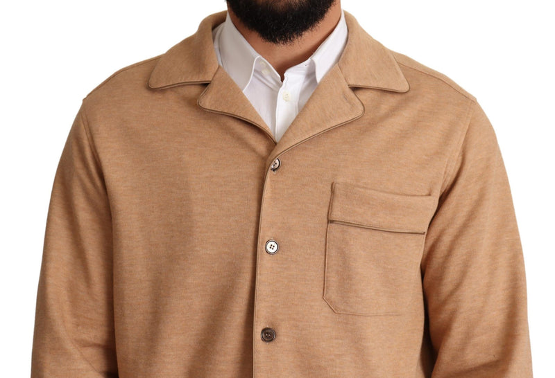 Dolce & Gabbana Brown Cotton Button Collared Coat Men's Jacket