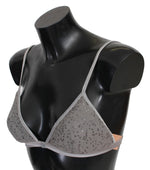 Ermanno Scervino Sequined Gray Triangolo Bra Luxury Women's Underwear